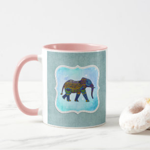 Boho Blue Elephant Mok