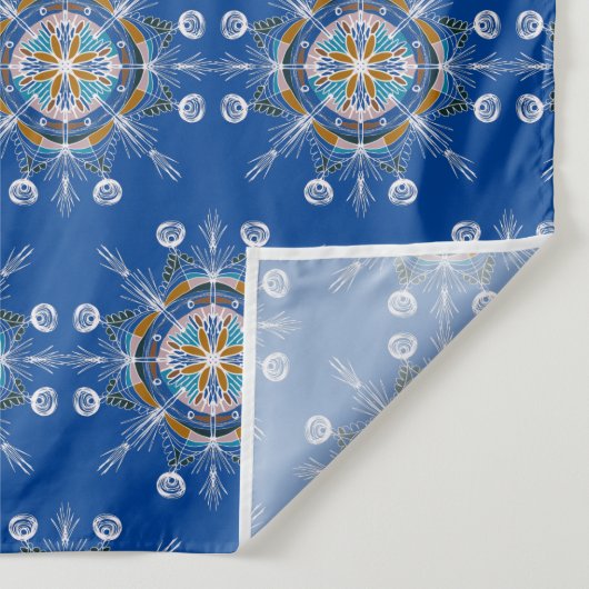 Boho Blue en Brown Hand Drawn Mandala Art Wandkleed (Detail)