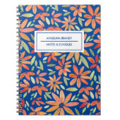 Boho Blue en Oranje Floral Pattern Notitieboek (Voorkant)