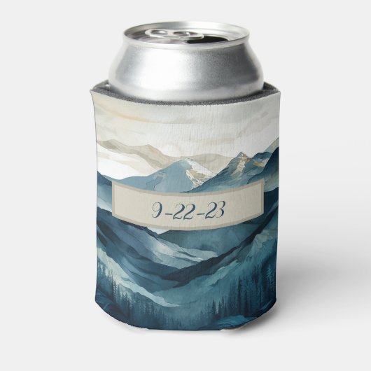 Boho Blue en Tan Mountain Koelbox Blikjeskoeler (Blikje Achterkant)