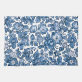 Boho Blue en White Floral Theedoek (Horizontaal)