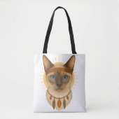 Boho Blue-Eyed Cat Tote Bag (Devant)