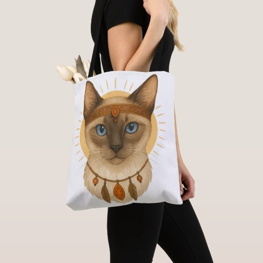 Boho Blue-Eyed Cat Tote Bag (De près)