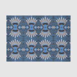 Boho Blue Feather Graphic Pattern Tissuepapier