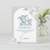 Boho Blue Floral Arch Elephant Kaart (Staand voorkant)