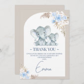 Boho Blue Floral Arch Elephant Kaart (Voorkant / Achterkant)