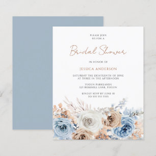 Boho Blue Floral Budget Bridal Shower