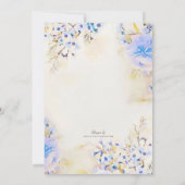 Boho Blue Floral Fête des mariées Invitation (Dos)