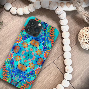 Boho Blue Floral Fun Trendy Leuke Inspirivity iPhone 13 Pro Max Hoesje