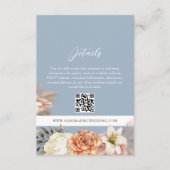 Boho Blue Floral Wedding QR Details Kaart (Voorkant)