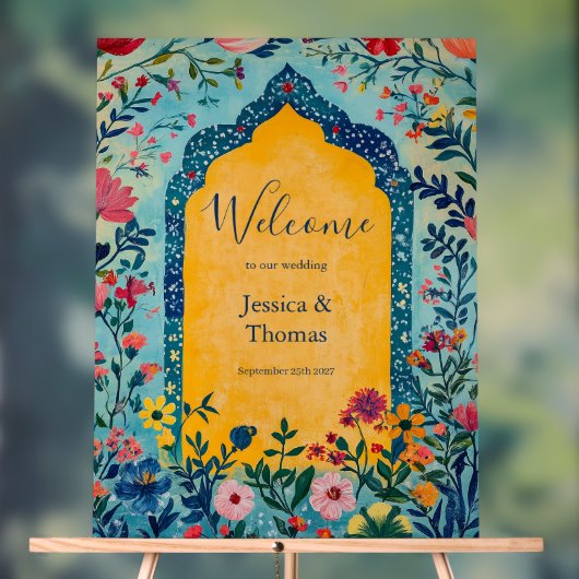 Boho Blue Floral Wedding Welcome (Neutre)