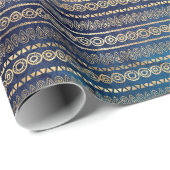 Boho Blue Gold Cadeaupapier (Rol Hoek)