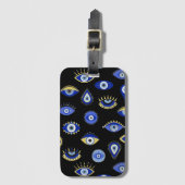 Boho Blue Gold Evil Eyes Luchtverfrisser Bagagelabel (Voorkant (verticaal))