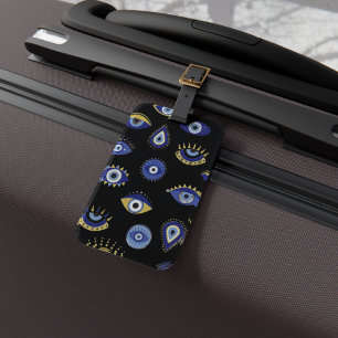 Boho Blue Gold Evil Eyes Luchtverfrisser Bagagelabel