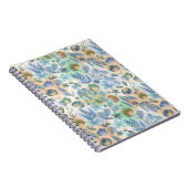Boho Blue Green Whimsical Floral Botanical Notitieboek (Rechterzijde)