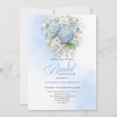 Boho Blue Hydrangea Bridal Shower Gold Invitation (Devant)