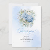 Boho Blue Hydrangeas Eucalyptus Wedding thank you  Bedankkaart (Voorkant)