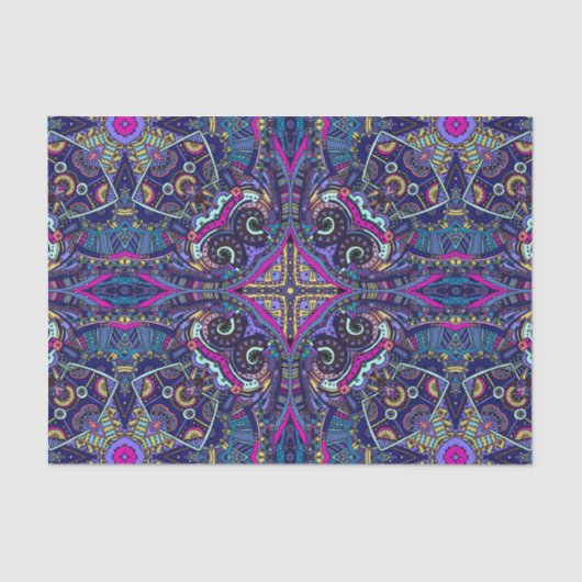 Boho blue kaleidoscoop inheemse amerikaanse trend tissuepapier (Voorkant)