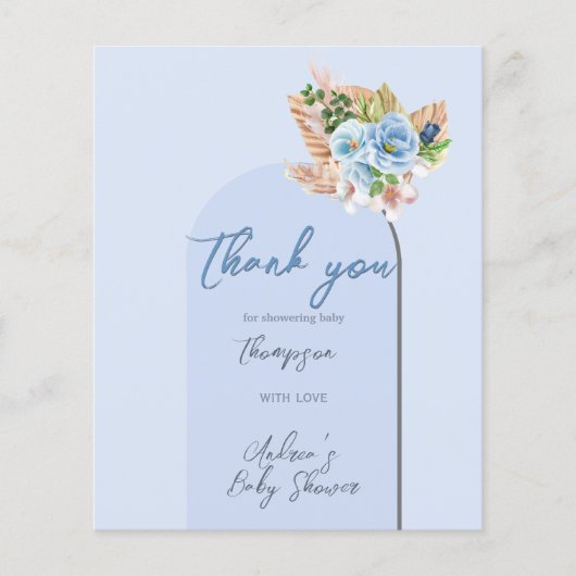 Boho Blue Lijst Pampass Grass Oh Baby shower Flyer (Voorkant)