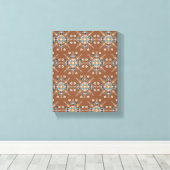 Boho Blue Mandala Hand Drawn Art Brown Canvas Afdruk (Insitu (Houten vloer))