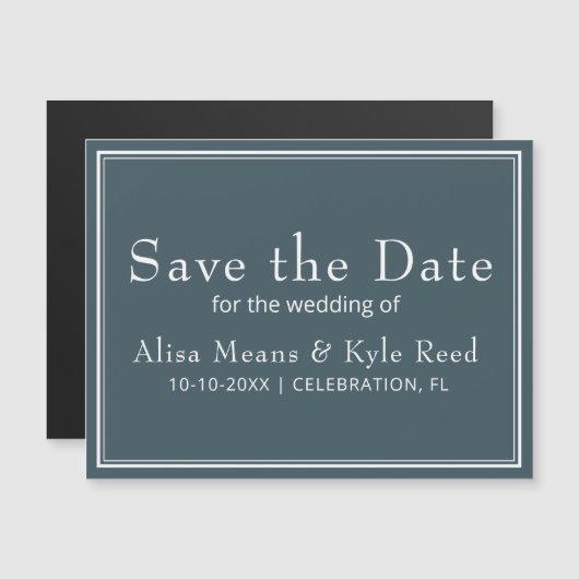Boho Blue Modern Minimalist Save the Date (Voorkant / Achterkant)