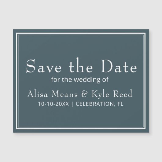 Boho Blue Modern Minimalist Save the Date (Voorkant)