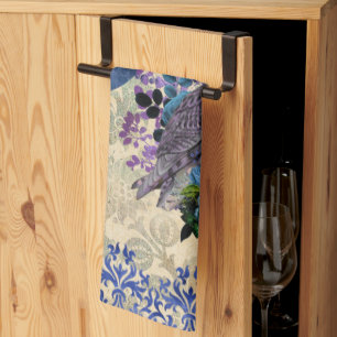 Boho Blue Paarse Owl Moon Theedoek