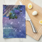 Boho Blue Paarse Owl Moon Theedoek (Quarter Fold)