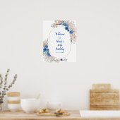 Boho Blue Pampas Gras Verjaardag Poster (Keuken)