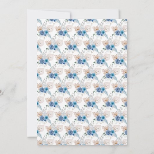 Boho Blue Pampas Grass Bewaar de datum Save The Date (Achterkant)