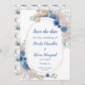 Boho Blue Pampas Grass Bewaar de datum Save The Date (Voorkant / Achterkant)
