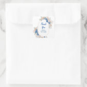 Boho Blue Pampas Grass Birthday Vierkante Sticker (Tas)