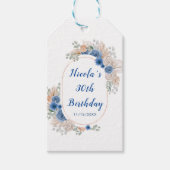 Boho Blue Pampas Grass Cadeaulabel (Voorkant)