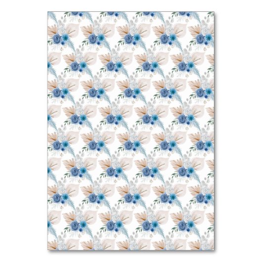 Boho Blue Pampas Grass Mariage Numéro de table (Dos)