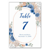 Boho Blue Pampas Grass Mariage Numéro de table (Par défaut)