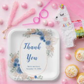 Boho Blue Pampas Grass Papieren Bordje (Feest)