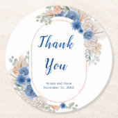 Boho Blue Pampas Grass Ronde Kartonnen Onderzetter (Voorkant)