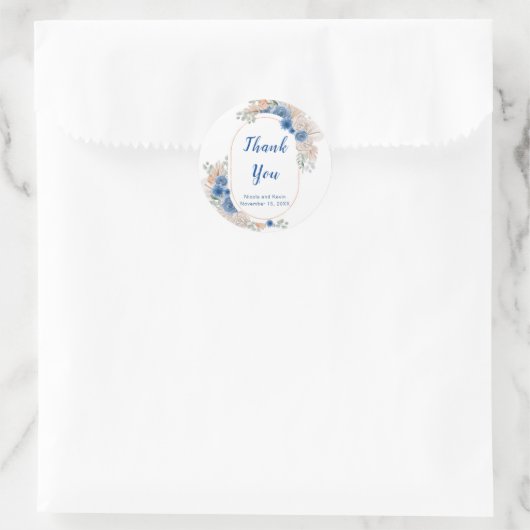 Boho Blue Pampas Grass Ronde Sticker (Tas)