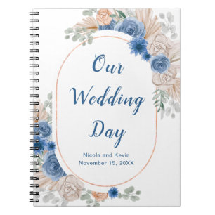 Boho Blue Pampas Grass Wedding Planner Notitieboek