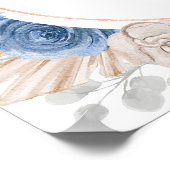 Boho Blue Pampas Grass Wedding Welkom Poster (Hoek)