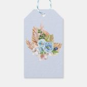 Boho Blue Pampass Grass Floral He Boy Baby shower Cadeaulabel (Achterkant)