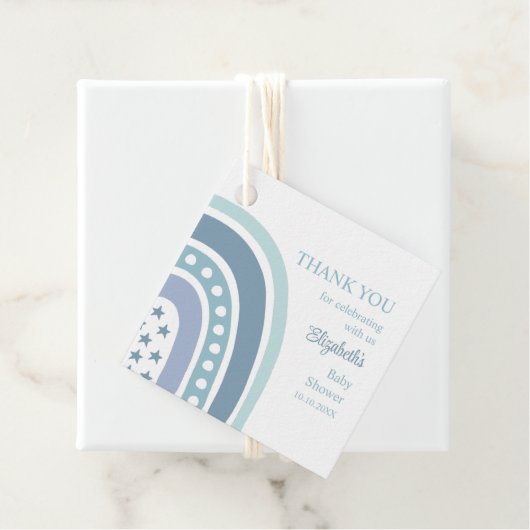 Boho Blue Rainbow Baby shower dank u Bedankjes Labels (In situ)
