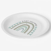 Boho Blue Rainbow Baby Shower Papieren Bordje (Gekanteld)