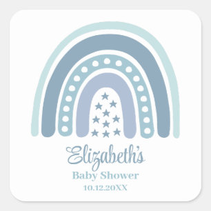 Boho Blue Rainbow-Baby shower Vierkante Sticker