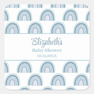 Boho Blue Rainbow-Baby shower Vierkante Sticker