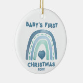 Boho Blue Rainbow Kerstversiering Keramisch Ornament (Rechts)