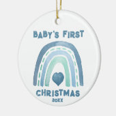 Boho Blue Rainbow Kerstversiering Keramisch Ornament (Links)