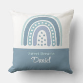 Boho Blue Rainbow Personnalisé Nom Jeter Oreiller (Recto)
