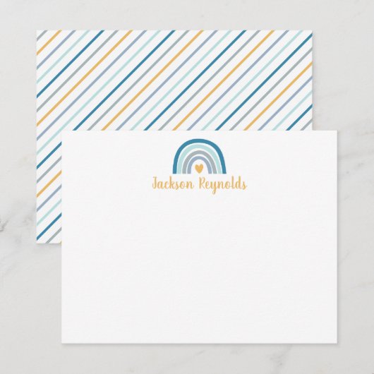 Boho Blue Rainbow Stationery Notitiekaartje (Voorkant / Achterkant)