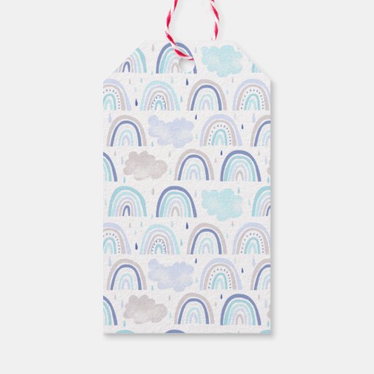 Boho Blue Rainbow verjaardagsfeestje zo HELDER Cadeaulabel (Achterkant)